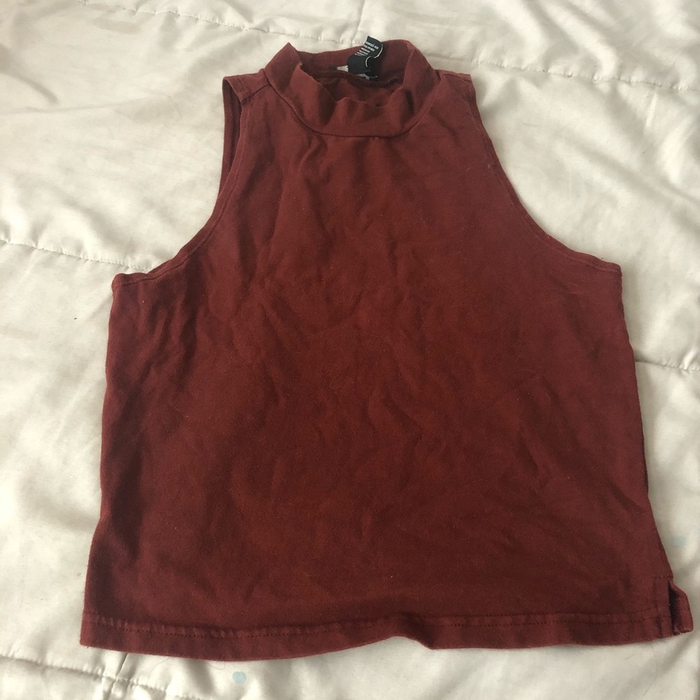 Maroon Mock Neck Crop Top